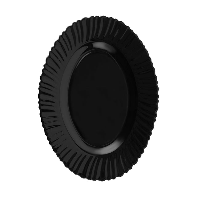 Royalford 13" Opalware Oval Plate RF11900 Black-Wave Series, Elegant Color Perfect for Serving Rice, Noodles, Pasta, Salad Lightweight Dinnerware, Serveware, Dishwasher-Safe and Microwave Safe Multicolor 13inch