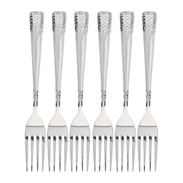 6-Piece Stainless Steel Table Fork 19.5 Cm Silver