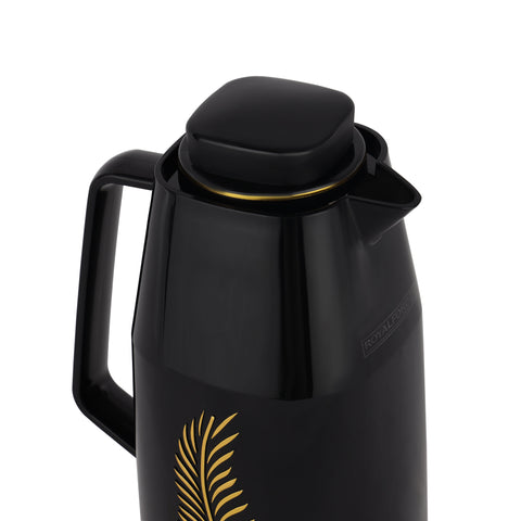 1.0 L Vacuum Flask With Pink Glass Inner And PP Outer Body Keeps Your Drinks Hot Or Cold Asbestos Free Hygienic Leak Proof Portable Design Suitable For Indoor Black/Gold