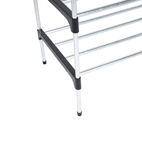 Royalford 5 Tier Shoe Rack- RF12422/ Multi-Purpose Storage Stand for Slipper, Sandals, Shoes/ Free Standing Organizer for Home, Office, Living Room and Kitchen/ Heavy-Duty, Rectangular Stand, Compact Design/ Black and Silver