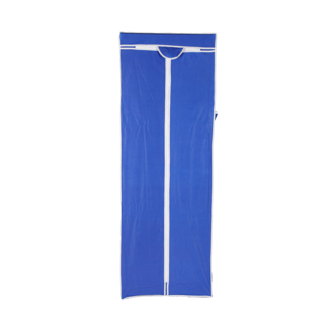 Royalford Wardrobe- RF12427/ Fabric Cabinet with Zipper Closure, Strong Metal Rods, Easy to Assemble/ Multi-Purpose Storage for Clothes, Shirt, Dress, etc./ for Home, Bedroom, Hostel, Living Room/ Heavy-Duty, Rectangular Stand, Space-Saving Design/ Blue