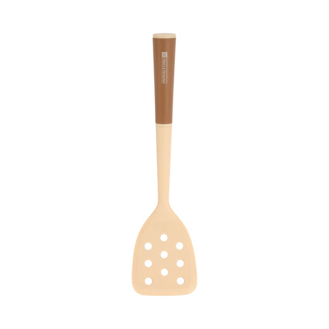 Royalford 6 Pieces Nylon Kitchen Cutlery Set with Holder, Spotted Turner, Spoon, Ladle, Skimmer 100% Food Grade Material, Dishwasher Safe, Premium Quality Polymer Soft Grip Handles, Heat Resistant Brown