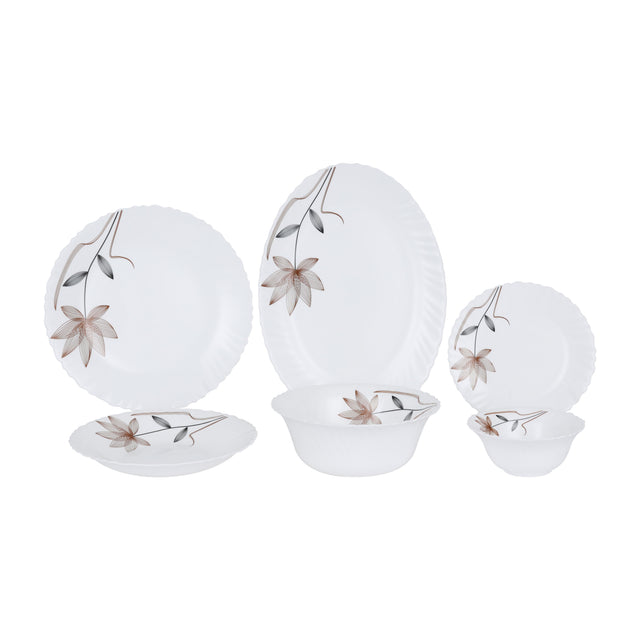 Royalford Opalware Dining Collection RF12686 Exquisite Floral Design 18-Piece Dinner Set 10.5” Plate,7.5” Plate,8.5” Soup Plate,5” Bowl,13.5” Oval Plate x 1pc,8” Bowl x 1p