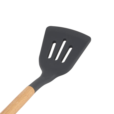 Non-Stick Silicone Heat-Resistant Slotted Turner RF12747 Fish Slice Serving Spatula Kitchen Utensils Dishwasher Safe Spatula Pancakes Burgers 32cm x 8.5cm Multicolor