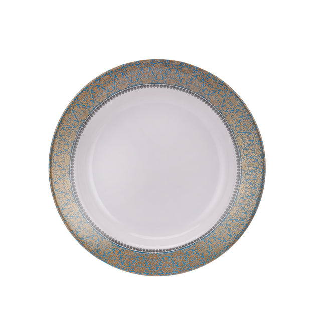 Royalford 11" Melamine Soup Plate- RF13080/ Light-Weight and Food-Grade Plate with Elegant Design/ Perfect for Serving Soups, Stews, Curries, Pasta, Noodles, Gravy-Based Dishes/ Dishwasher-Safe and Chip-Resistant/ Blue and White