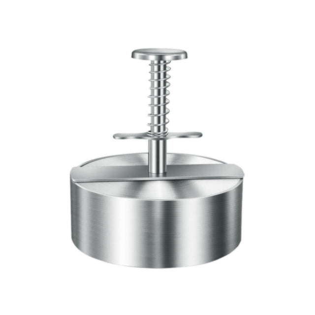 Royalford Burger Press- RF13130/ Stainless Steel, 10 cm Patty Sizing, Even Cooking, Easy Release Mechanism, Plunger-Style Handle/ Perfect for Veggie or Chicken Patties, for kitchen use, barbecues, picnics, etc./ Silver
