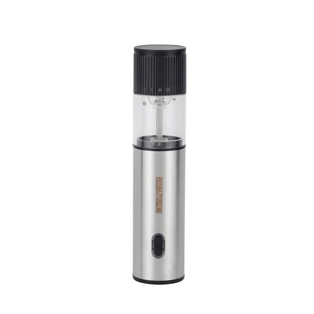 Royalford Rechargeable Pepper Grinder- RF13131/ Automatic Grinding with Adjustable Coarseness, One Hand Operation, USB Charging/ Stainless Steel Housing, Perfect for Peppercorns, Rock Salts, Mixed Herbs, Spice Blends, etc./ Black and Silver