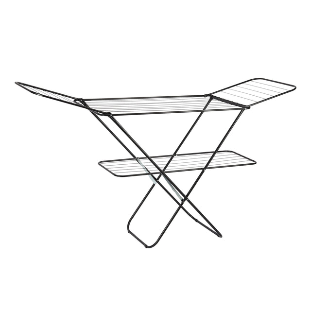2-Layer Clothes Drying Stand with Attached Cloth Rack – 27m Drying Space, Foldable Laundry Drying Rack, Rust-Resistant Iron Frame