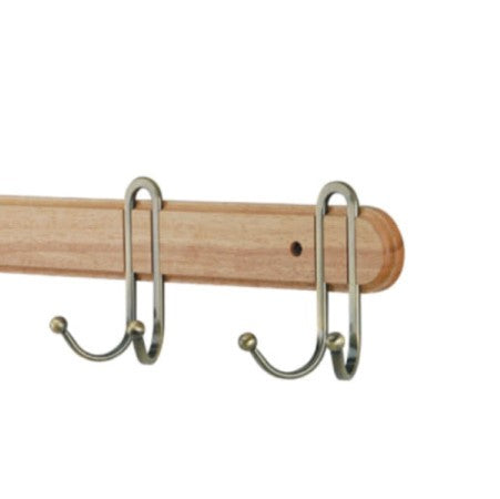 Wooden Base Durable Steel Hook Brown/Silver