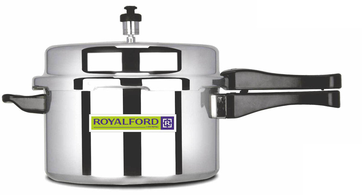 7.5L Aluminum Pressure Cooker – Even Heating with Comfortable Handle, Portable & Compact Design – Ideal for Chicken, Fish, Rice, Beef & More Silver 7.5Liters