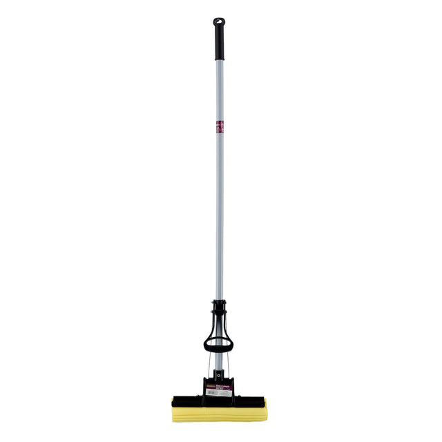 RF5828 Sponge Roller Mop with Metal Handle | Super Absorbent Floor Cleaning Mop | Self-Wringing PVA Sponge Mop | Adjustable Handle | Black & Yellow