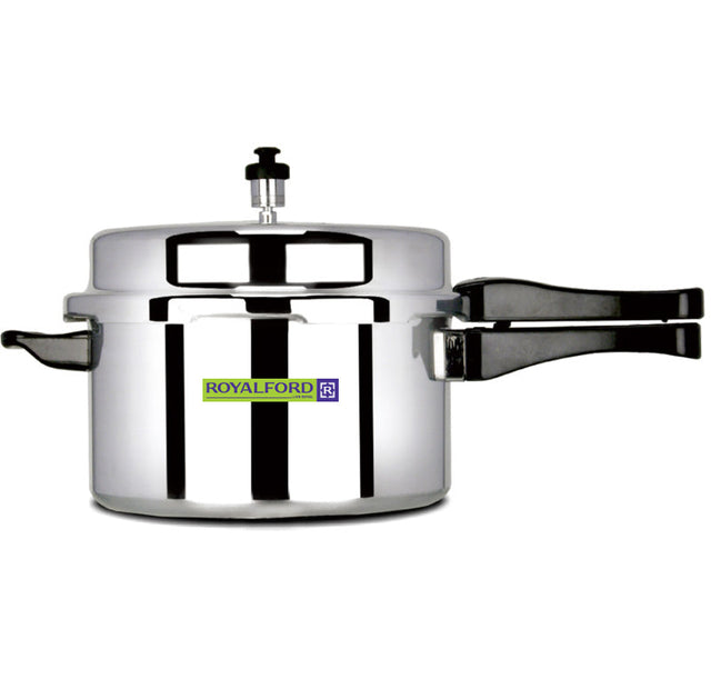 10L Aluminium Induction Base Pressure Cooker - Lightweight & Durable Cooker with Lid, Cool Touch Handle and Safety Valves - Ideal for Gas and Solid Hotplates | 5 Years Warranty SILVER 10Liters
