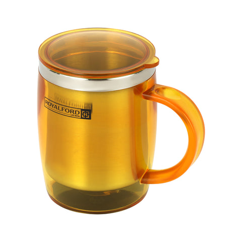 Double Wall Travel Mug Ss Inner Pot Hot Cold Orange/Yellow