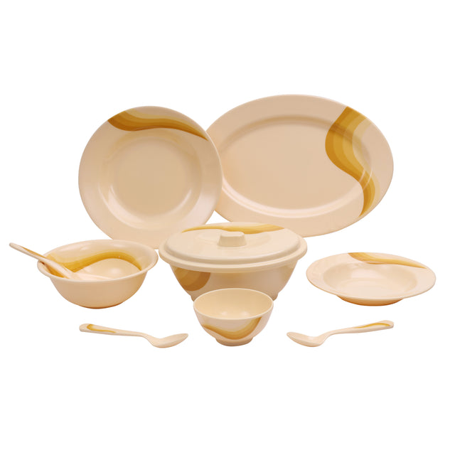 40 Pcs Melamine Ware Dinner Set - Durable & Safe, Ergonomic Design and Versatile |Useful for breakfast, lunch, dinner| Ideal for home, parties, catering, hotels & restaurants Yellow 10inch