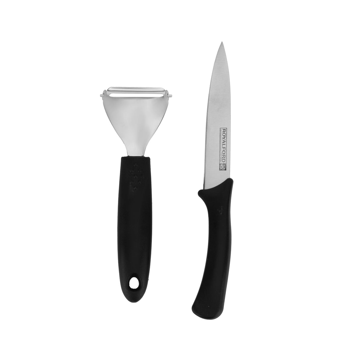 2-Piece Utlity Knife Set Silver Black 26cm