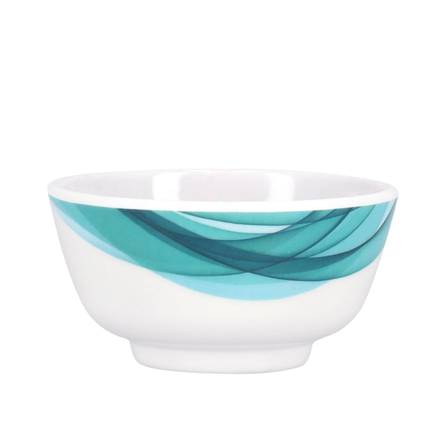 3.5" Super Rays Melamine Small Bowl | Lightweight Breakfast & Dessert Bowl | Microwave, Dishwasher & Freezer Safe | Rice, Cereal, Pasta & Snack Serving Bowl | White & Green