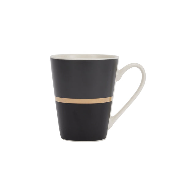 RF9370 11oz Porcelain Coffee Mug – Large Tea & Coffee Mug with Comfortable Handle, Thick Wall Design for Hot & Cold Drinks, Grey/Black/Gold
