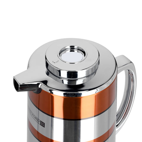 Double Wall Golden Figured Vacuum Flask Silver/Orange 1Liters