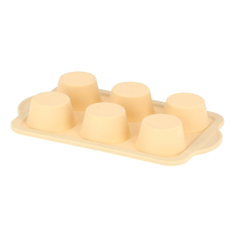 Silicone 6 Cup Muffin Pan With Steel Frame Beige 30x18cm