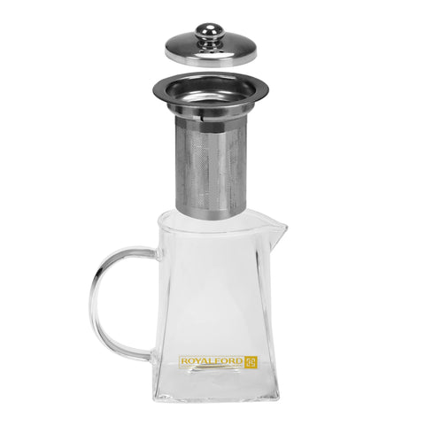 550 ML Glass Tea Pot - Stainless Steel Lid & Strainer, Dishwasher Safe, Heat Resistant, Elegant Design - for A Delicious Cup of Coffee/Tea