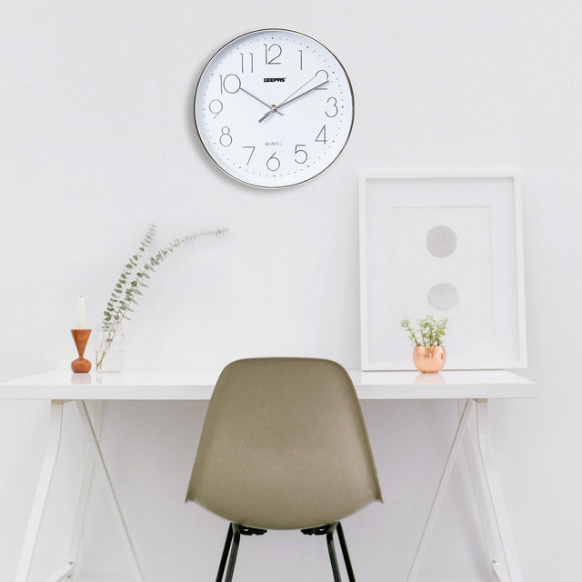 Round Shaped Analog Wall Clock White/Black