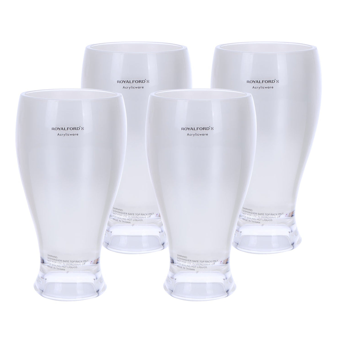 400ml Acrylic Glass Set of 4 | RF1954AG4 | BPA-Free Unbreakable Drinking Glasses | Food-Grade Reusable Tumblers | Dishwasher Safe | White
