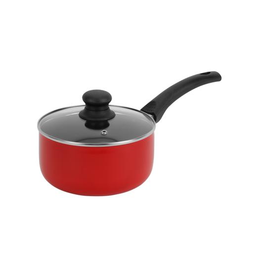 10-Piece Non-Stick Cookware Set Aluminum Body With 3-Layer Non-Stick Coating Cd Bottom Bakelite Handles And Glass Lid Multicolour