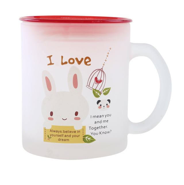 Frosty Mug With Lid White/Red 300mm