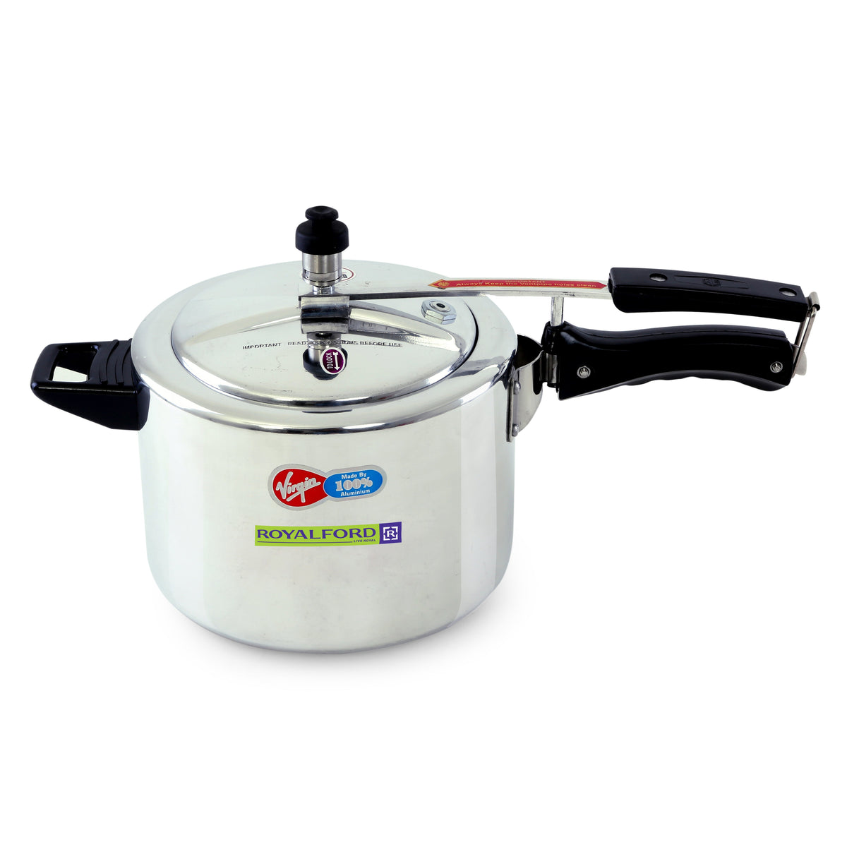 Aluminium Pressure Cooker - 5L Capacity| Durable Virgin Aluminium| Whistling Weight Valve, Extra Strong Lugs, Heavy Base, Ideal for rice, beans, stews, veggies, Chicken, Soup Silver 5.0Liters