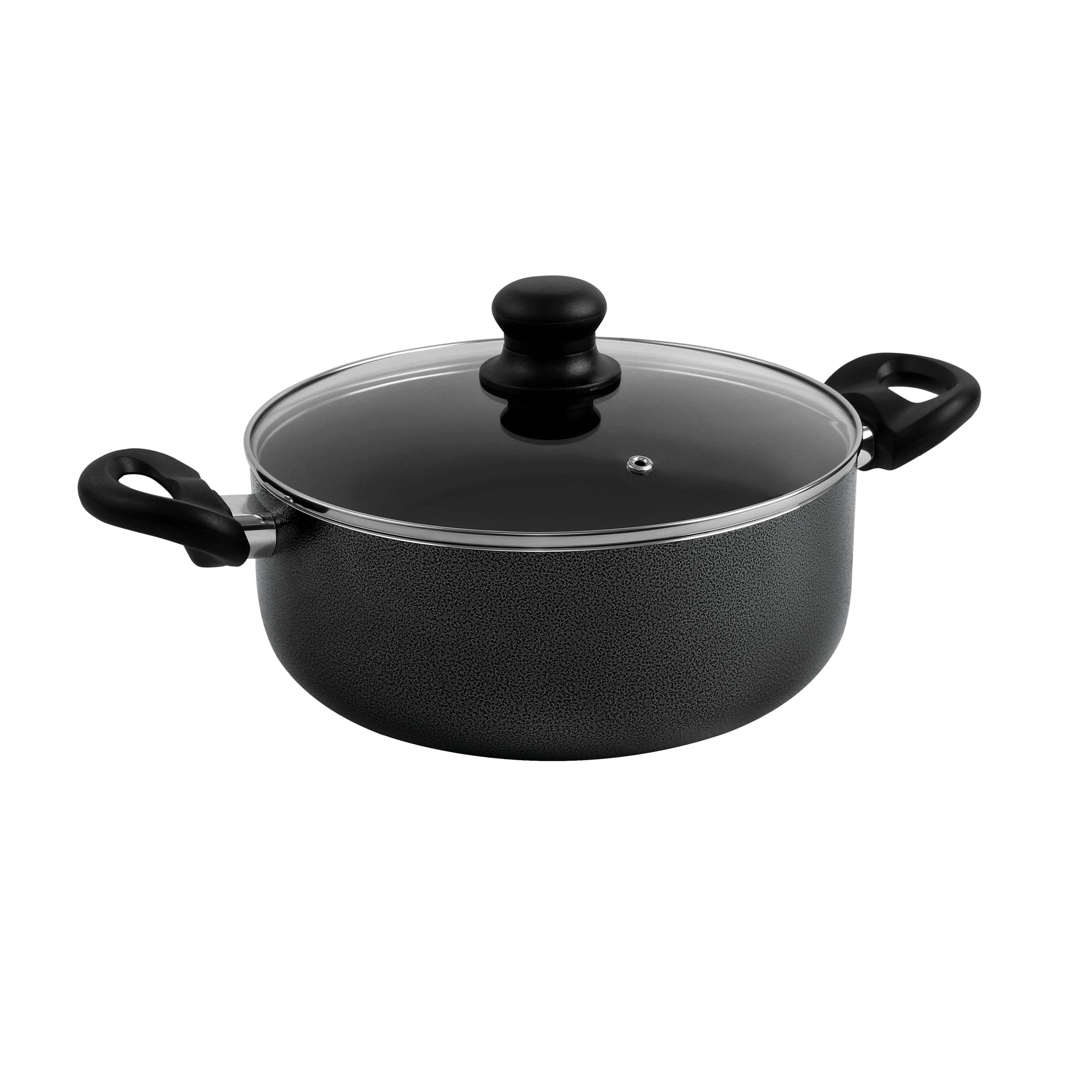 8-Piece Glass Cookware Set Black Fry Pan 24, Saucepan 18, Small Casserole 20, Big Casserole 24cm