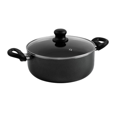 8-Piece Ceramic Cookware Set Black Fry Pan 24, Saucepan 18, Small Casserole 20, Big Casserole 24cm