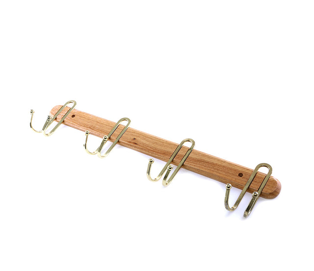 Wooden Base Durable Steel Hook Brown/Silver