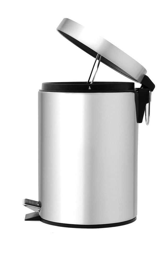 Trash Basket With Pedal Silver 12Liters