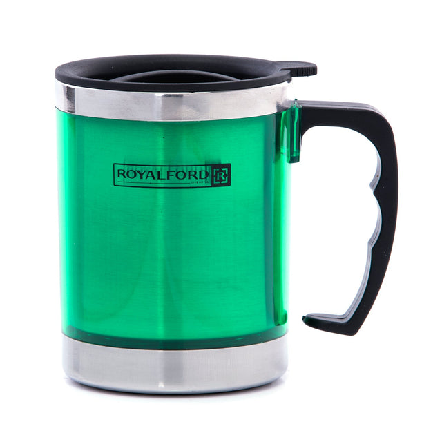 Royalford RF5131 10oz/290ml Travel Mug - Coffee Mug Tumbler with Handle with Lid Travel Friendly | Leakproof Lid Eco-Friendly Reusable Cup for Travel & To-Go Hot/Cold Drinkware