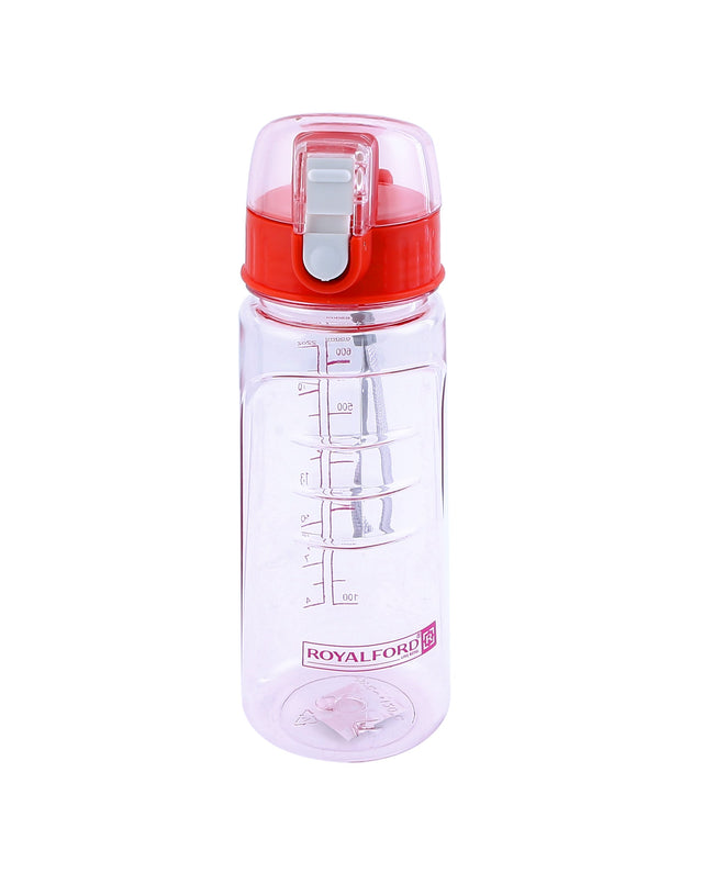 Water Bottle with Volume Marker- Portable Motivational Water Bottle with Straw and Handle Large BPA Free Eco Friendly Blue 650ml