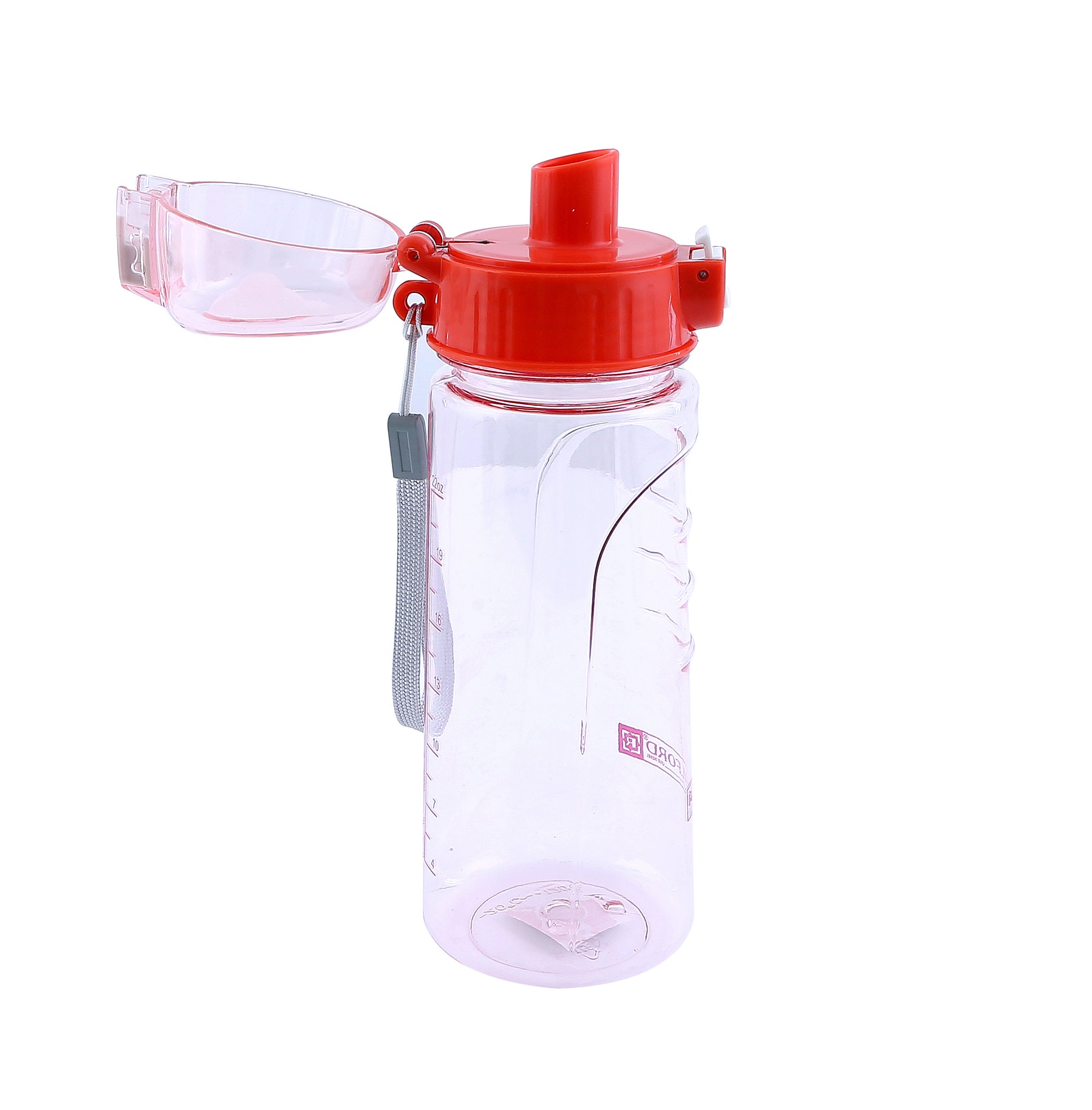 Water Bottle with Volume Marker- Portable Motivational Water Bottle with Straw and Handle Large BPA Free Eco Friendly Blue 650ml