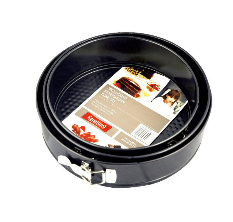 3-Piece Baking Tray Set Black 24,26, 28cm