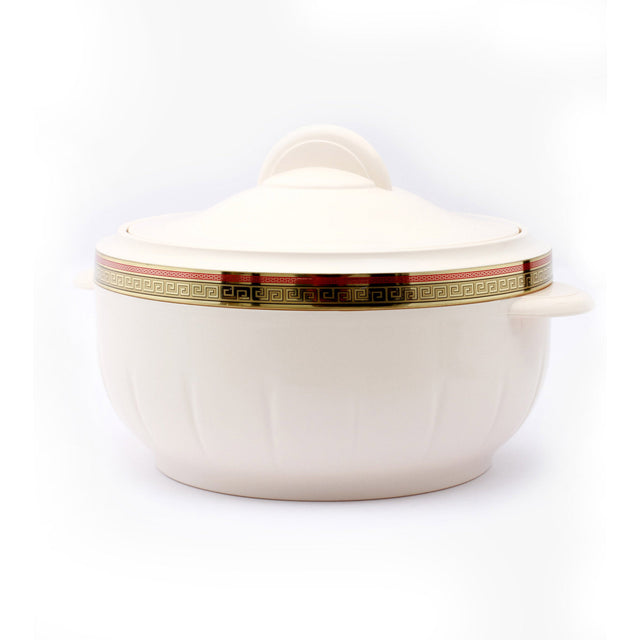 Plastic Casserole Dish White with intricate design 3.5Liters