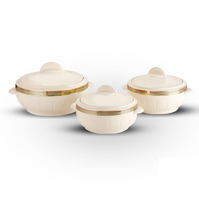 3-Piece Casserole Set White Small Casserole 1.2, Medium Casserole 1.6, Big Casserole 2.5Liters