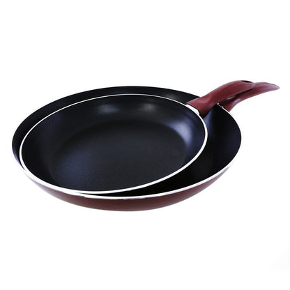 2Pcs Non-Stick Fry Pan Set 2.5Mm Thickness Press Aluminium Material Cd Bottom Strong Bakelite Handle 3 Layer Durable Non-Stick Coating Multicolour