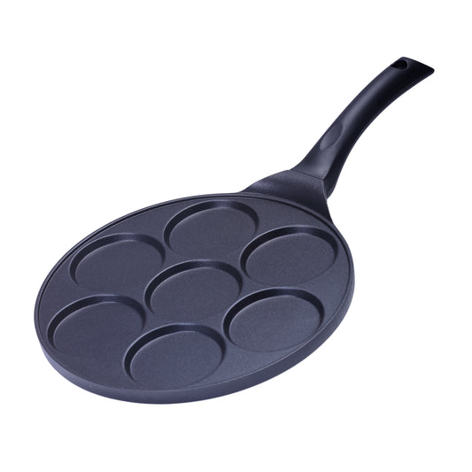 7-Slot Die-Cast Non-Stick Danish Pancake Maker With Bakelite Handle Black