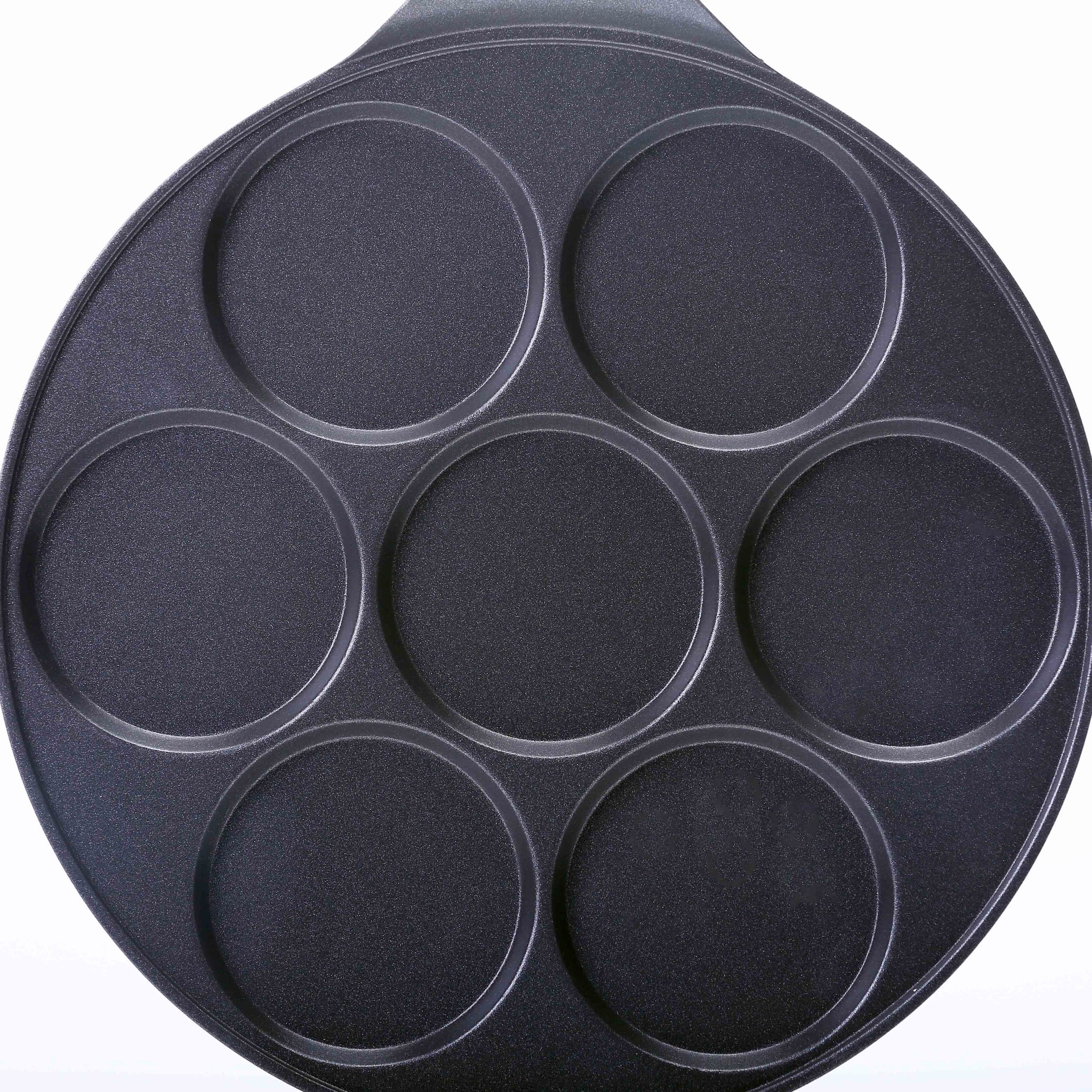 7-Slot Die-Cast Non-Stick Danish Pancake Maker With Bakelite Handle Black