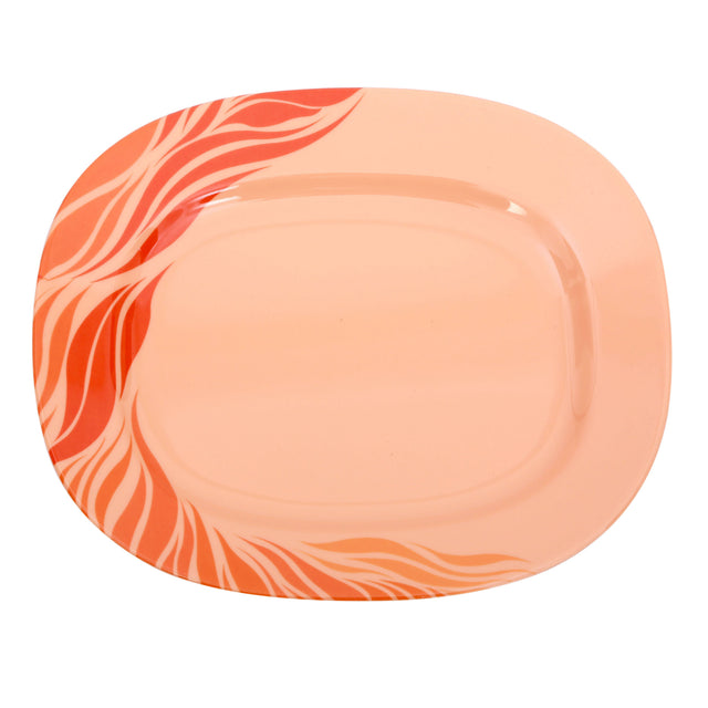 Melamine Oval Shape Aqua Thai Plate Orange 12inch