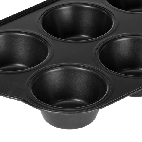 6-Cup Muffin Pan Black 34.7x22.2x4.8cm