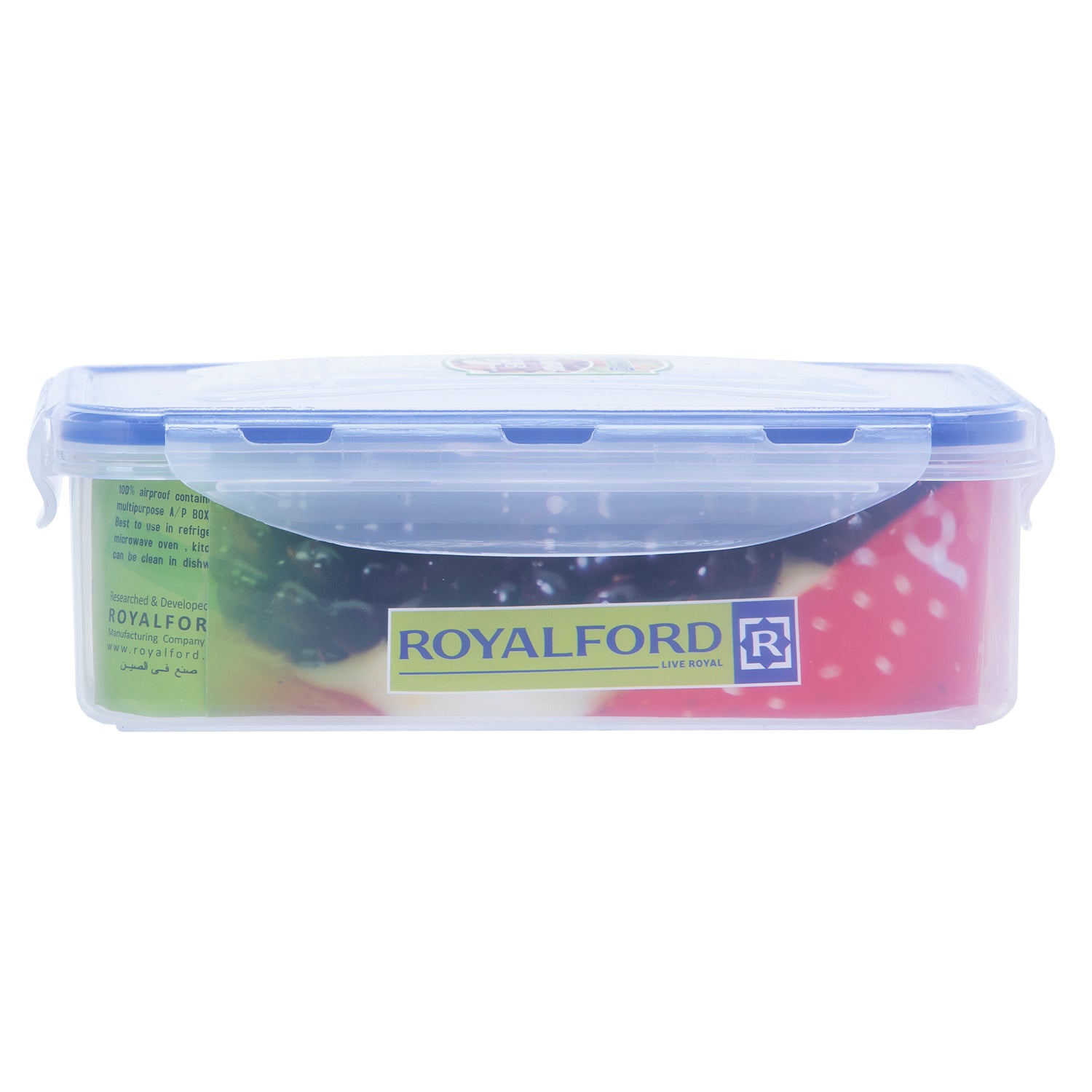 Airproof Box With Silicone Sealing Ring, Premium Quality Plastic Ware 1100 Ml, 20.5 X 13.2 X 6.5 Cm Clear With Blue 1100ml