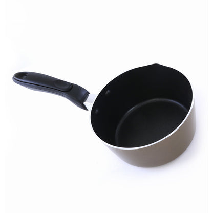 Aluminium Milk Pan 18Cm Heat Resistant Exterior 18X9Cm Brown With Black Handle