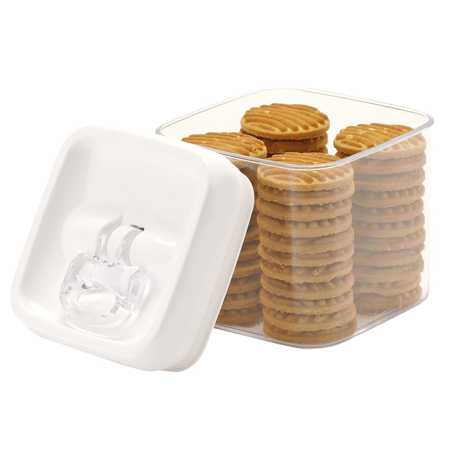 Airtight Plastic Food Container With Lid Clear/White 1Liters