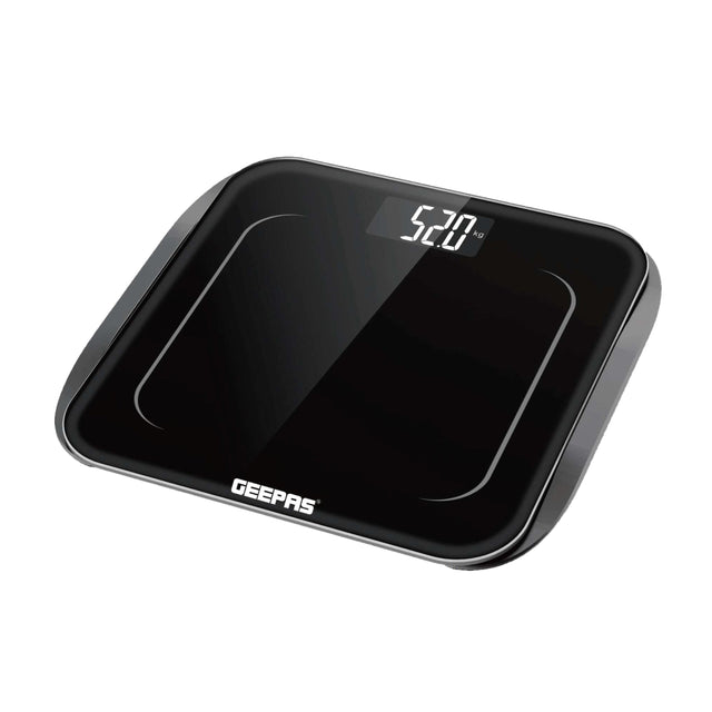Digital Personal Scale with Tempered Glass Platform, Low Power & Overload Indication, LCD Display, Auto On/ Off | 180kg Capacity - GBS4219 / Black
