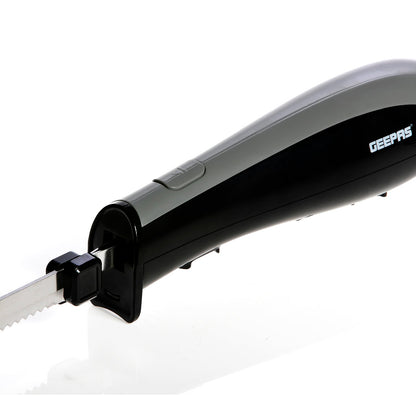Geepas 150W Electric Knife - Serrated Carving Knife - Can Cut Turkey, Meat, Bread, Vegetables, Fruits, Ham, and Cooked Beef - Single Start Button & Eject Button