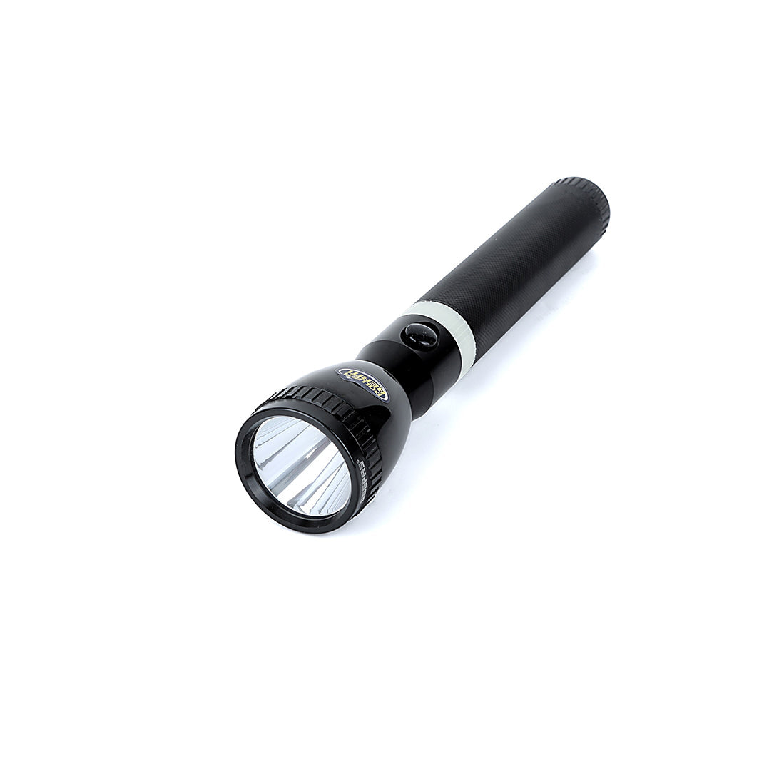 Rechargeable LED Flashlight 287mm- Hyper Bright White with 4-5 Hours Working Rechargeable & High Capacity Battery, Hyper Bright & Tough | Ideal for Patrolling, Trekking, Emergency Power Cut Black 287mm